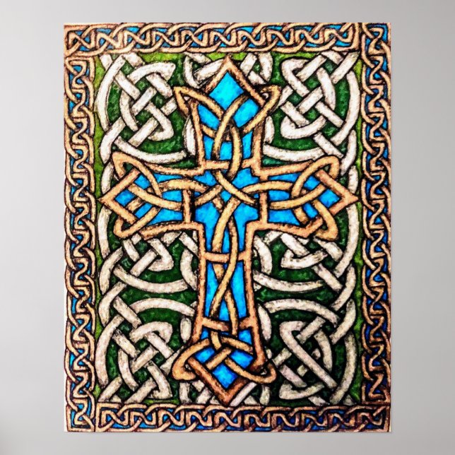 Poster "Design de croix celtique" - Stylo et crayon (Devant)