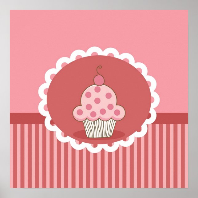Poster Design de cupcake rose (Devant)