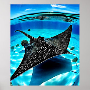 Poster Design de rayons d'aigle sous-marin