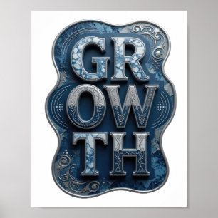 Poster Design de texte GROWTH argenté élégant