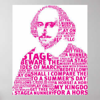 Poster Design de texte rose Shakespeare