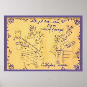 Poster Design de tissu mural hongrois antique