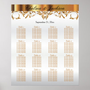 Poster Design d'éléments blanc et or - 16 cartes de siège