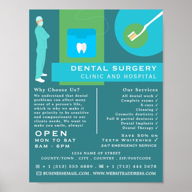 Poster Design Dentiste tendance, Dentistère, Advert Denti (Devant)