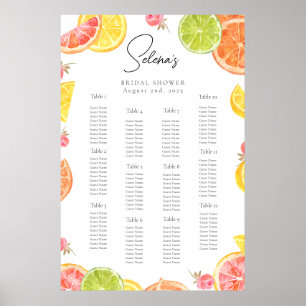 Poster Design élégant de la carte de sièges floraux