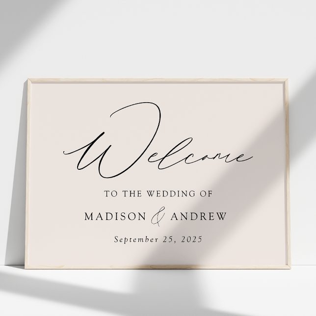 Poster Design élégant Script Design Mariage Bienvenue (Créateur téléchargé)