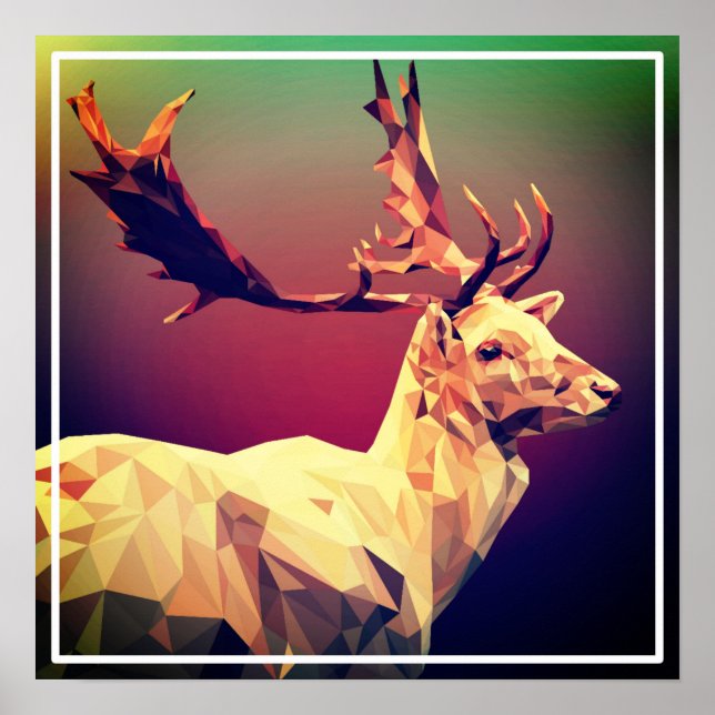 Poster Design en polygone de cerf (Devant)