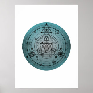 Poster Design en relief bleu avec symbole de géométrie sa