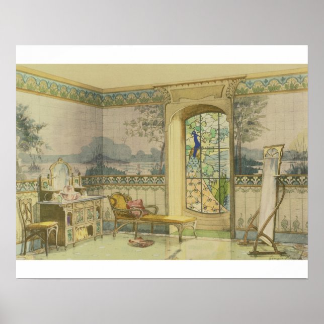 Poster Design for a Bathroom, from 'Interieurs Modernes' (Devant)