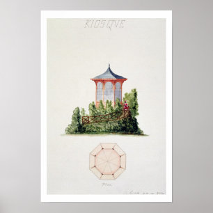 Poster Design for a pavilion in simplified oriental style