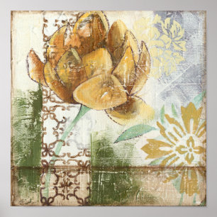 Poster Design Fresque décoratif avec Fleur Globe
