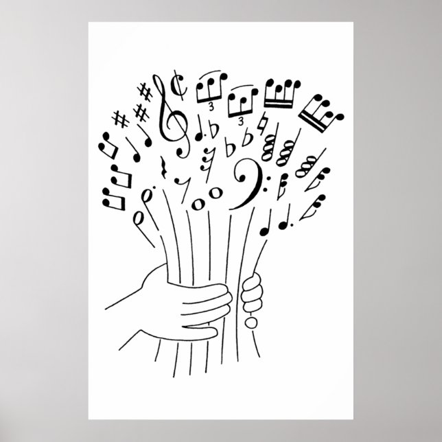 Poster Design graphique : fleurs de notes musicales - (Devant)