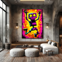 Design Halloween personnalisé Neon Skeleton Retro