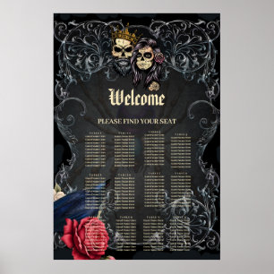 Poster Design mariage gothique foncé avec crânes