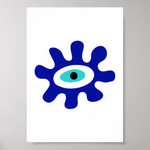 Poster Design moderne de projection bleu de l'oeil grec
