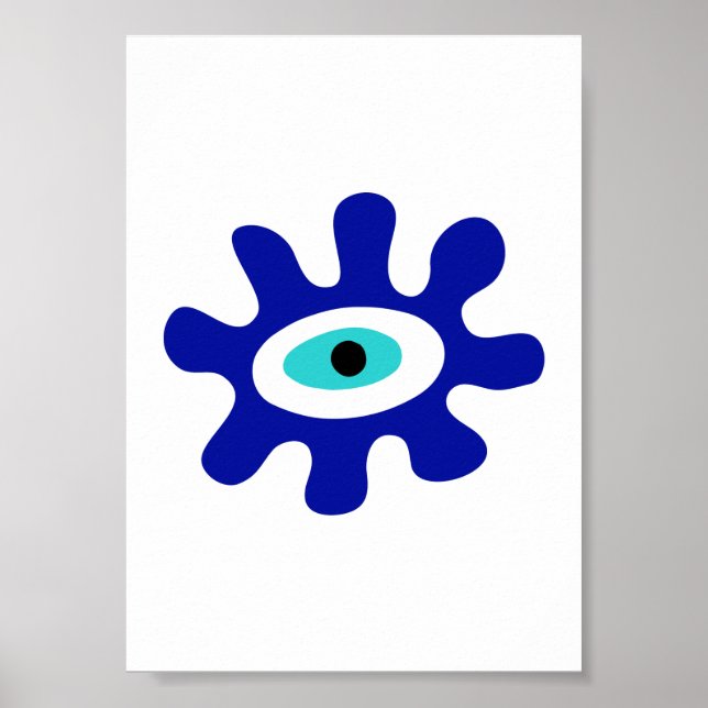 Poster Design moderne de projection bleu de l'oeil grec (Devant)
