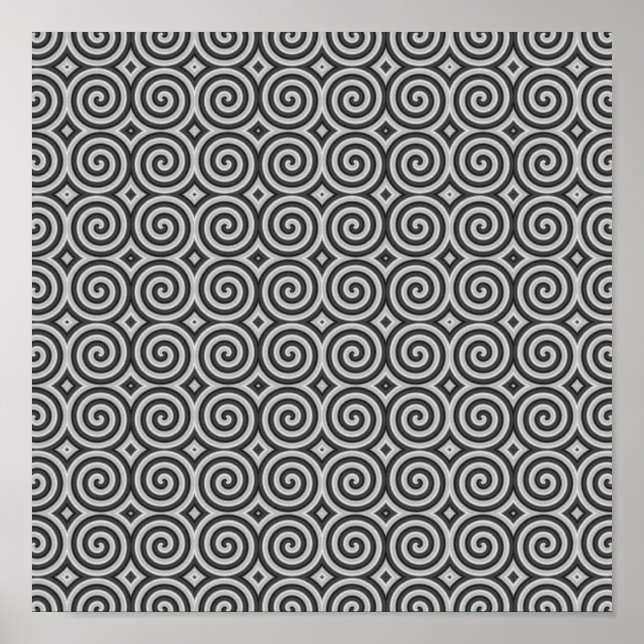 Poster Design noir et blanc. Motif de Spirals. (Devant)