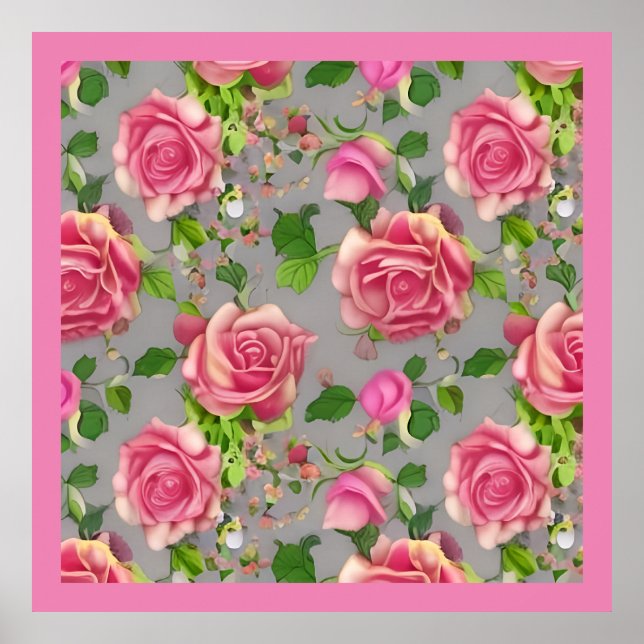 Poster Design Rose de jardin de campagne français élégant (Devant)