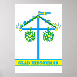 Poster design scandinave, Glad midsommar personnalisé
