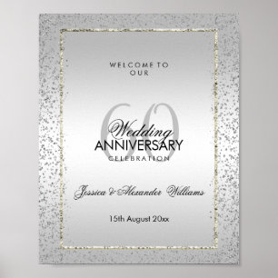 Poster Design Silver Confetti 60e Mariage Diamond