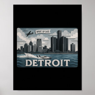 Poster Design Skyline Détroit Avec What Up Doe’