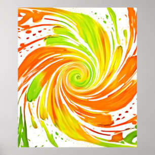 Poster Design spiral vert et orange