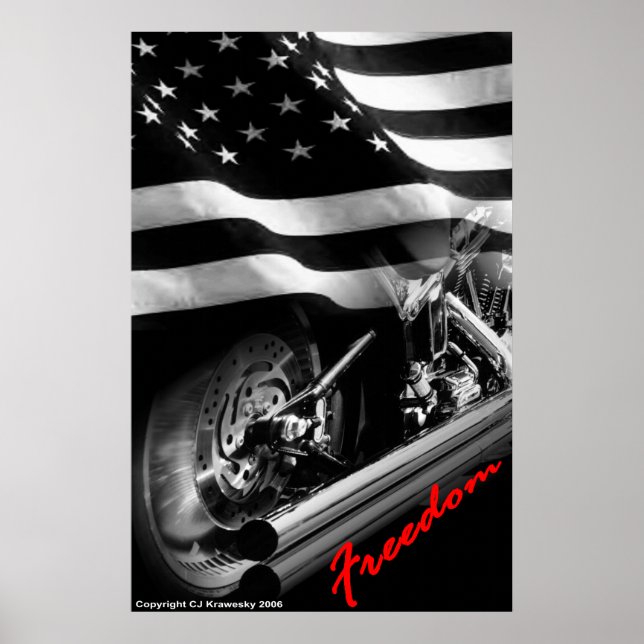 Poster Designs patriotiques - "USA Freedom Motorcycle" (Devant)