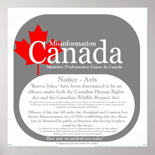 Poster Désinformation Canada - Avis sur les plaisanteries (Devant)
