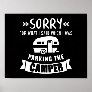 Poster Désolé dit camping camping caravan remorque