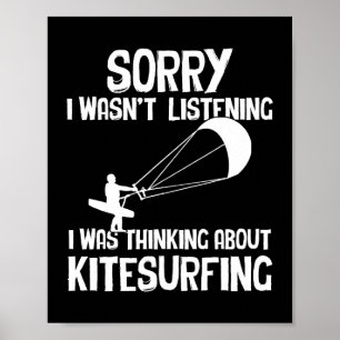 Poster Désolé Je Pensais À Kitesurf Sports Nautiques