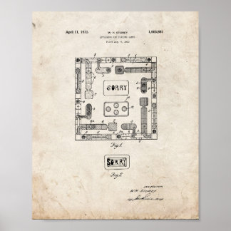 Poster Désolé Jeu de Commission Brevet - Ancien Look