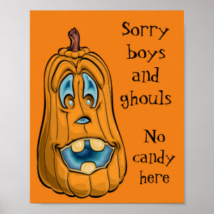 Poster Désolé Pas De Candy Halloween Porte Signale