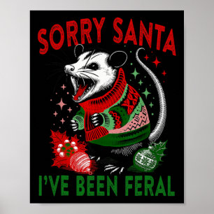 Poster Désolé Père Noël J'ai été Feral Funny Feral Opossu
