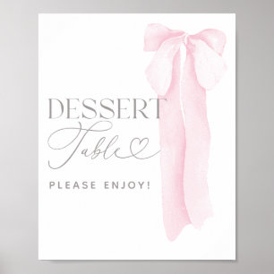 Poster Dessert de Baby shower minimaliste pour fille rose