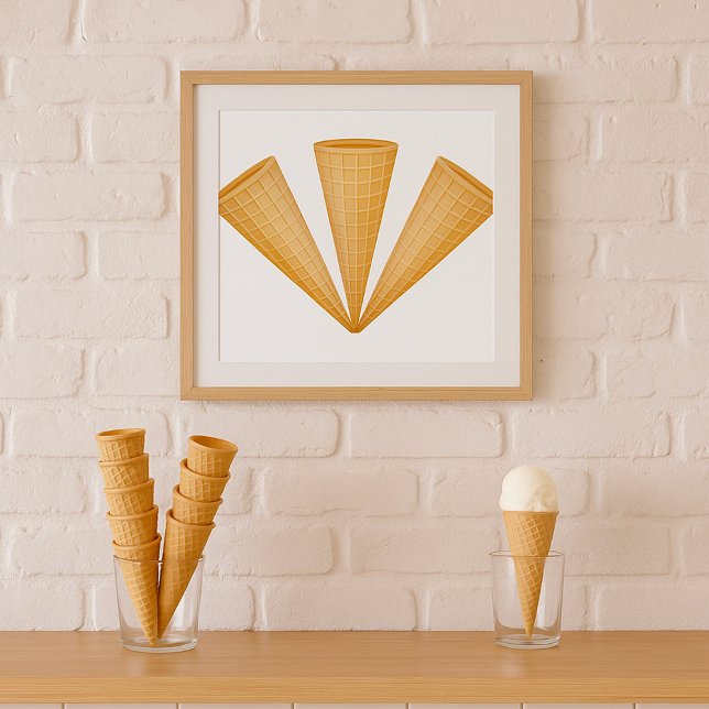 Poster Dessert d'été à la crème glacée triple gaufre (Créateur téléchargé)