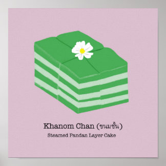 Poster Dessert Thaï/Snack Khanom Chan - Pastel Pink