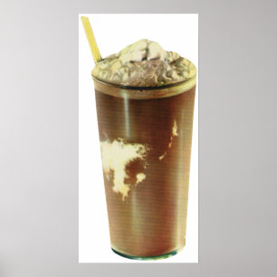 Poster Dessert vintage, Shake au chocolat et crème écaill