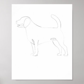 Poster Dessin 1 ligne pour chien debout 1