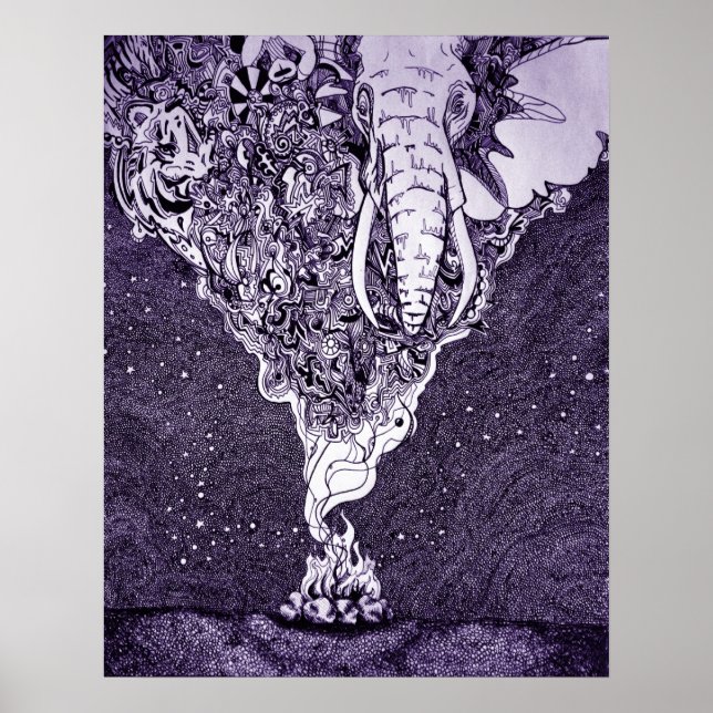 Poster dessin à encre noir et blanc (Devant)