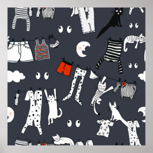 Poster dessin à la main dessin mignon dessin animé sans c