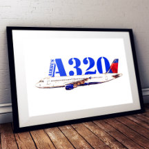 Dessin à l'aquarelle de l'avion Airbus A320