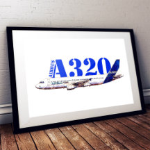 Dessin à l'aquarelle du profil de l'avion Airbus A