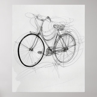 Poster Dessin à vélo art moderne minimaliste