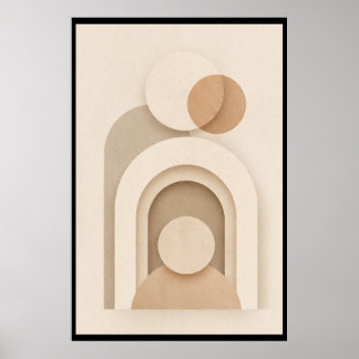 Poster Dessin Abstrait Scandinave Beige Neutre