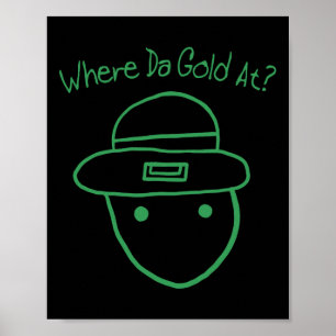 Poster Dessin amateur drôle de lutin Mème irlandais St Pa