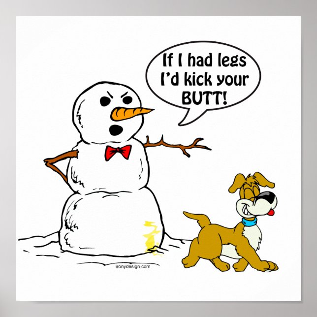 Poster Dessin amusant de Snowman et Dog (Devant)