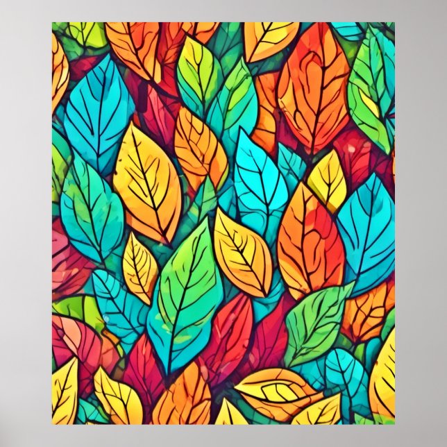 Poster Dessin animé Art Feuille (Devant)