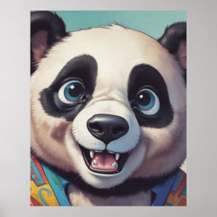 Poster Dessin animé d'art de Panda