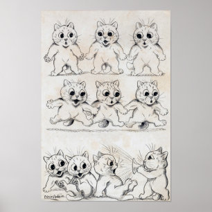 Poster Dessin animé de chat, Louis Wain
