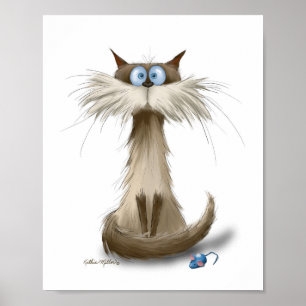 Poster Dessin animé de chat siamois